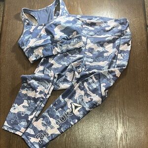 Reebok Blue and Pink Camouflage Activewear Set